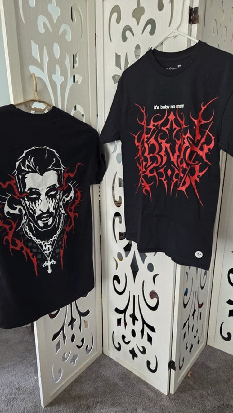 bbno$ It’s Baby No Money Shirt Black Red Metal Logo Graphic Tee Medium NWOT
